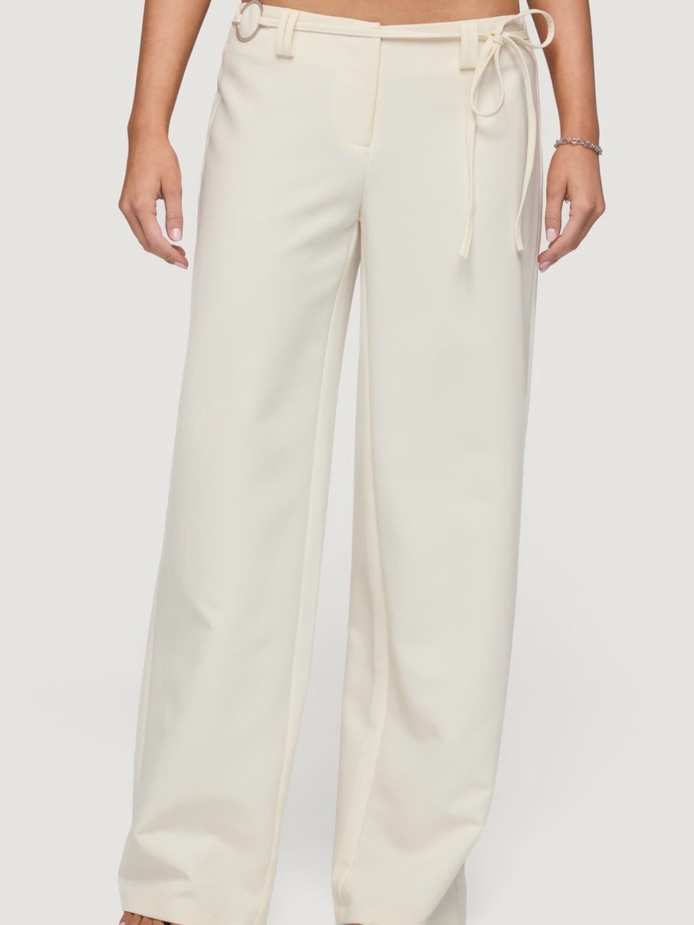 Edikted Cream Wide Leg Tie-Waist Pants - Picture 4 of 8